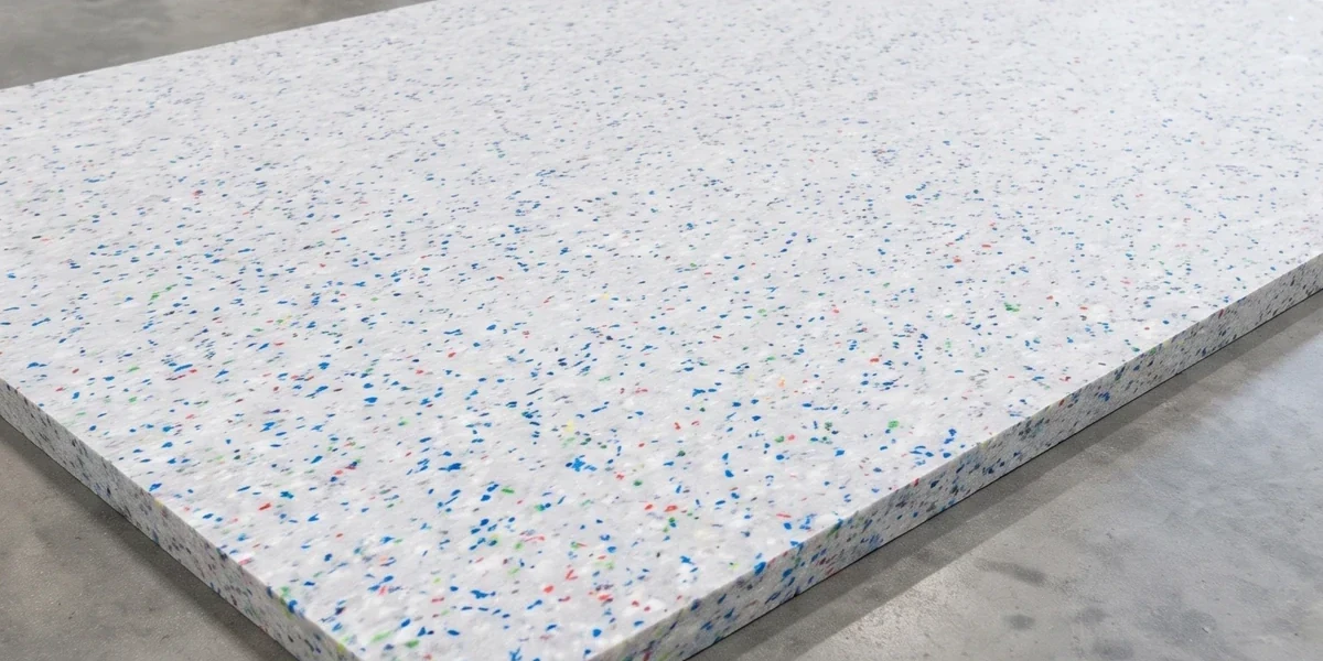 Selbst gebaute Küchen-Sitzbank mit fester Polsterauflage aus Schaumstoff